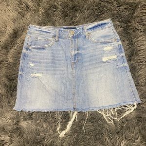 Denim distressed skirt